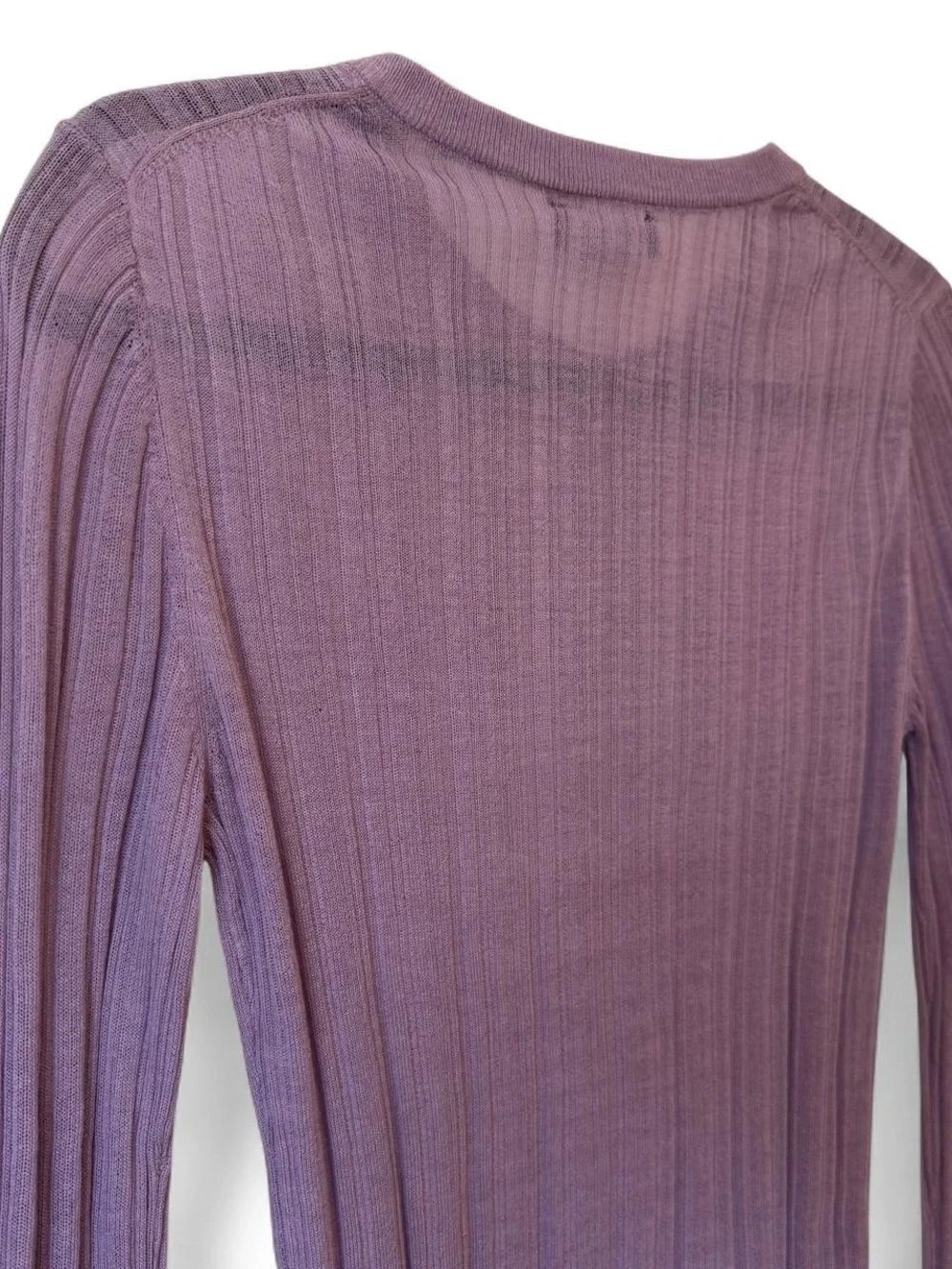 GAP Ribbed Henley Long Sleeve Top in amethyst purple sheer